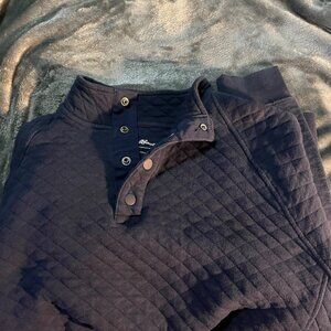 Mens Navy Blue Eddie Bauer 3/4 Quilted Pullover Size L